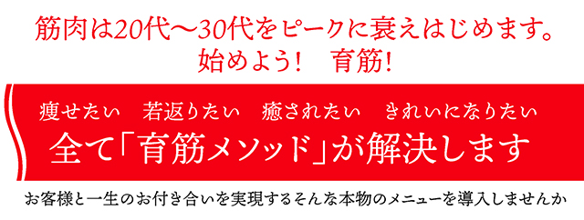 筋肉は20代～30代をピークに衰えはじめます。始めよう！　育筋！